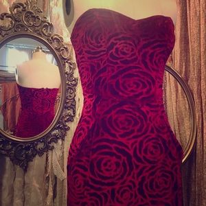 Vintage Red Velvet Burnout Dress